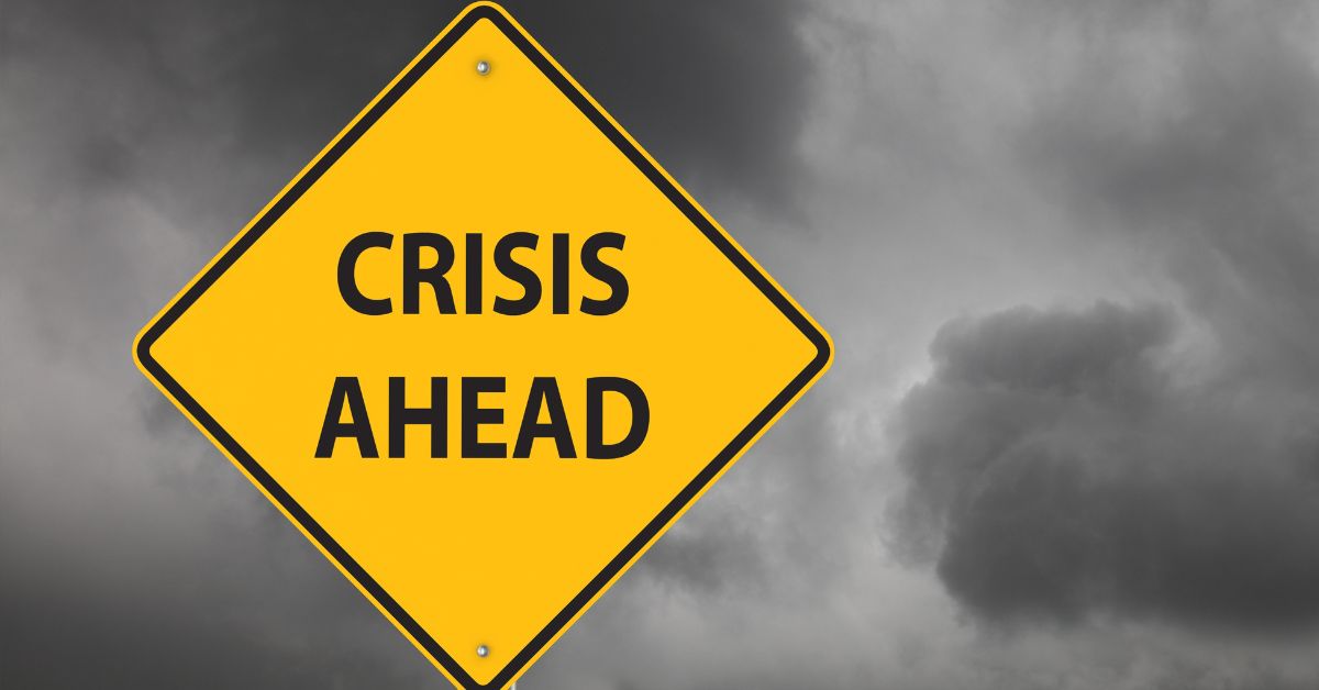 road sign with words crisis management on it with yellow background