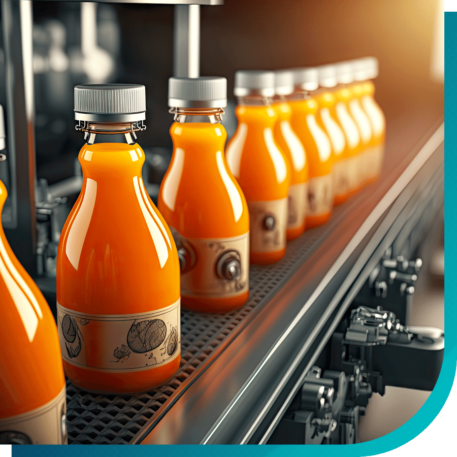 Fruit juice on a production line